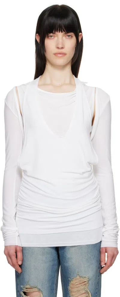 Open Yy White Convertible Bolero T-shirt