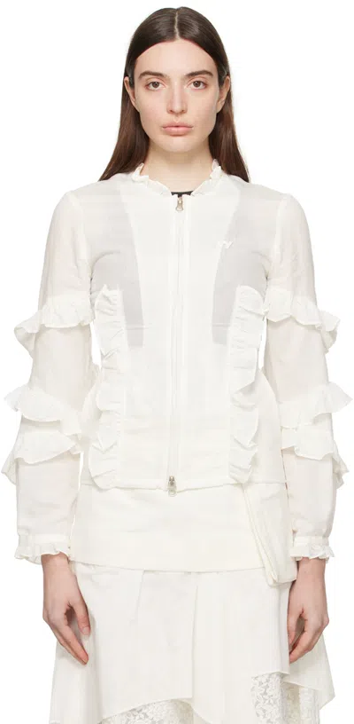 Open Yy White Frill Shirt In Ivory