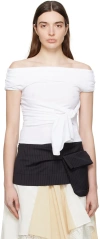 Open Yy White Knotted T-shirt In White