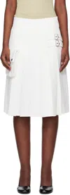 Open Yy White Pleated Cargo Pocket Kilt Midi Skirt In White