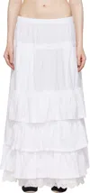 Open Yy White Rolled Waist Tiered Midi Skirt In White