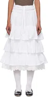 Open Yy White Rolled Waist Tiered Midi Skirt In White