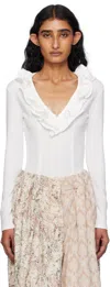 Open Yy White Ruffle Bodysuit In White