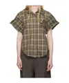 Open Yy Wire Cuff Check Shirt In Brown