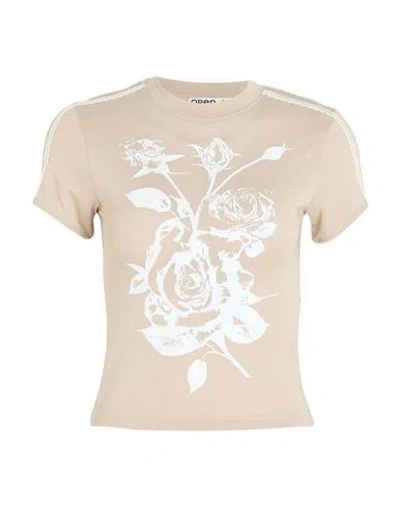 Open Yy Woman T-shirt Beige Size 3 Rayon, Polyester In Neutral