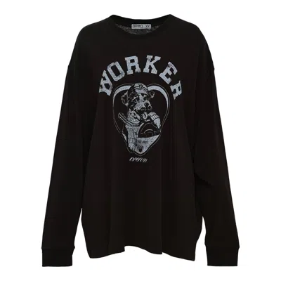 Open Yy Worker Pet Club Long Sleeve Sweatshirt In Black