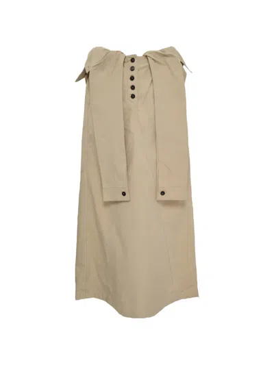 Open Yy Wrap Trench Midi Skirt In Neutral