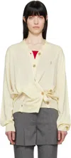 Open Yy Yellow Twisted Placket Cardigan In Yellow