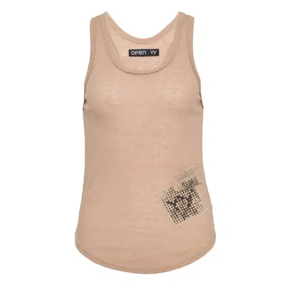 Open Yy Yy Patch Lounge Sleeveless Tank Top In Brown