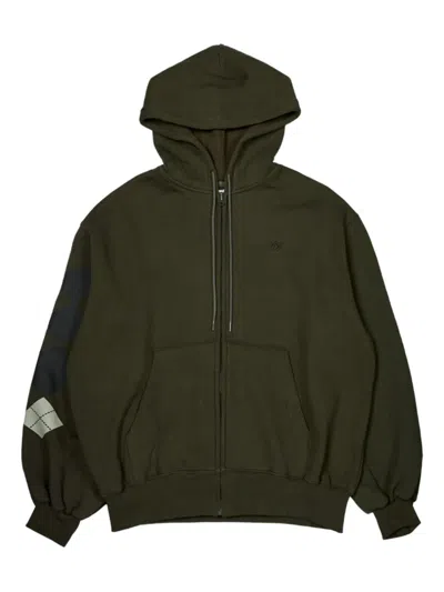 Open Yy Zip-up Sleeve-print Hoodie In Green