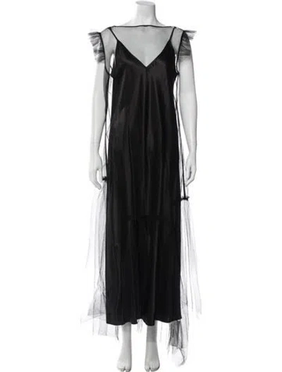 Pre-owned Opening Ceremony Bateau Neckline Long Dress In Black