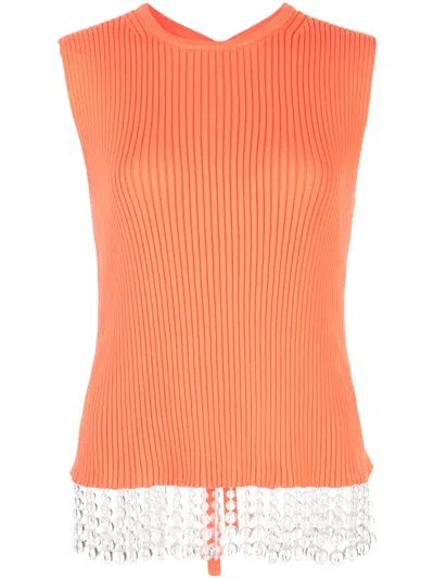 Opening Ceremony Beaded Open-back Top In Orange