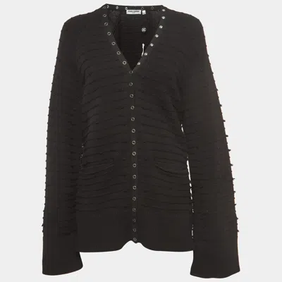 Opening Ceremony Black Cotton Snap Tape Cardigan