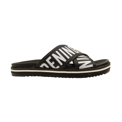 Opening Ceremony Black Rubber Cross Strap Berkley Slides