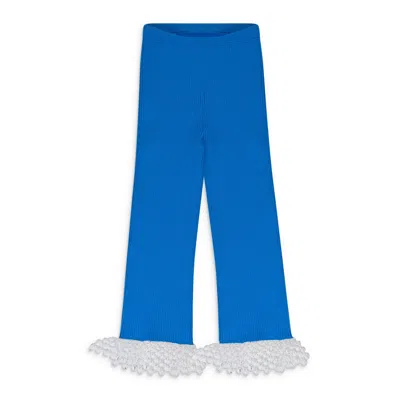 Opening Ceremony Blue Beaded Knit Straight Pants