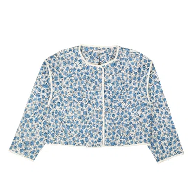 Opening Ceremony Blue Leopard Printed Quilted Jacket