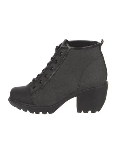 Pre-owned Opening Ceremony Canvas Combat Boots In Black