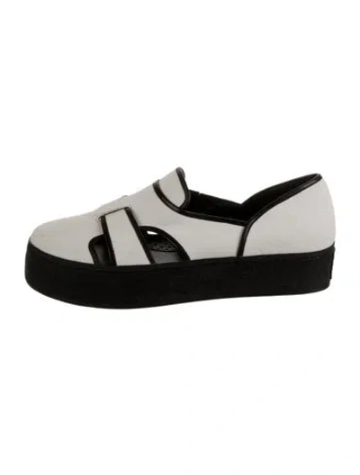 Pre-owned Opening Ceremony Canvas Cutout Accent Flats In White