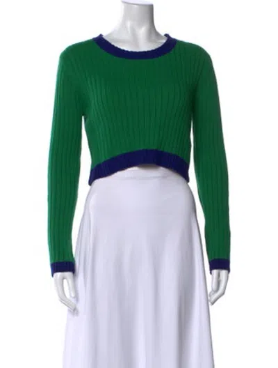 Pre-owned Opening Ceremony Colorblock Pattern Crew Neck Sweater In Green