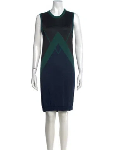 Pre-owned Opening Ceremony Colorblock Pattern Knee-length Dress In Black/blue