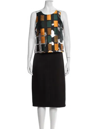 Pre-owned Opening Ceremony Colorblock Pattern Knee-length Dress In Black/orange