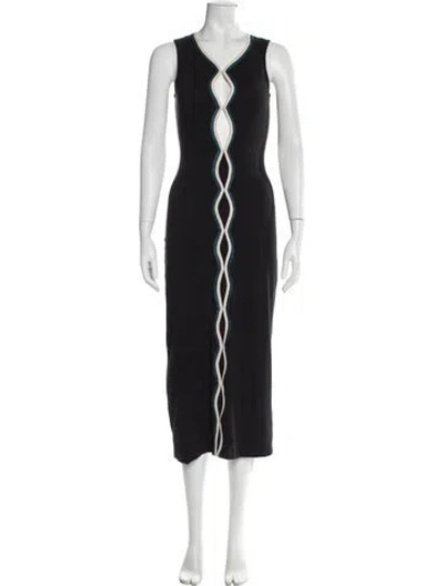 Pre-owned Opening Ceremony Colorblock Pattern Long Dress In Black