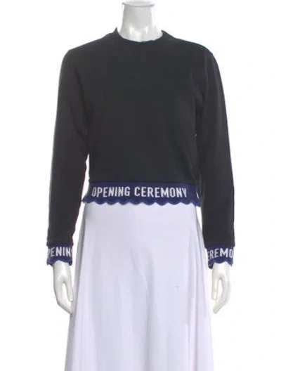 Pre-owned Opening Ceremony Crew Neck Long Sleeve Crop Top In Black