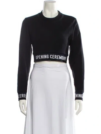 Pre-owned Opening Ceremony Crew Neck Long Sleeve Crop Top In Blue
