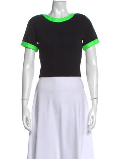 Pre-owned Opening Ceremony Crew Neck Short Sleeve Crop Top In Black