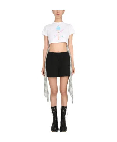 OPENING CEREMONY OPENING CEREMONY HYBRID CREWNECK CROPPED T-SHIRT