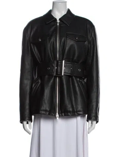 Pre-owned Opening Ceremony Faux Leather Biker Jacket In Black