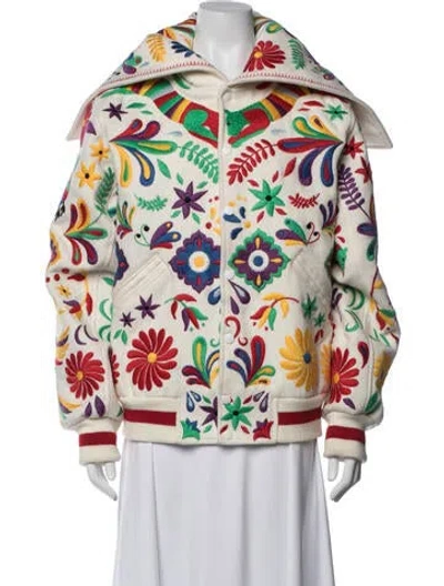 Pre-owned Opening Ceremony Floral Print Bomber Jacket In White