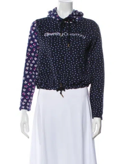 Pre-owned Opening Ceremony Floral Print Crew Neck Hoodie In Blue