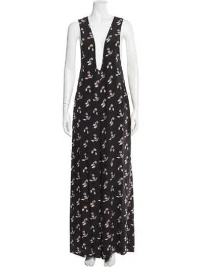 Pre-owned Opening Ceremony Floral Print Crew Neck Jumpsuit In Gray
