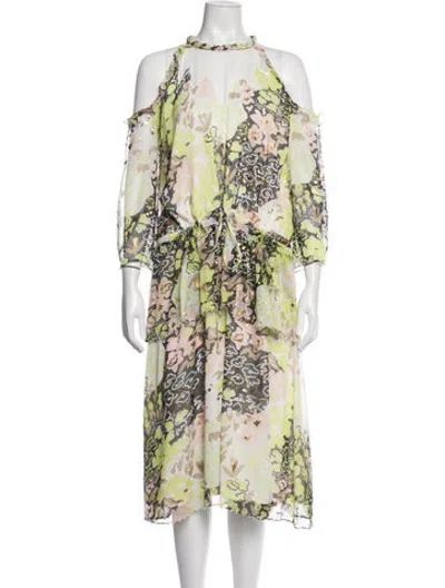 Pre-owned Opening Ceremony Floral Print Midi Length Dress In Green