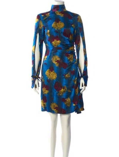 Pre-owned Opening Ceremony Floral Print Mini Dress In Blue