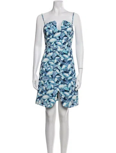 Pre-owned Opening Ceremony Floral Print Mini Dress In Blue