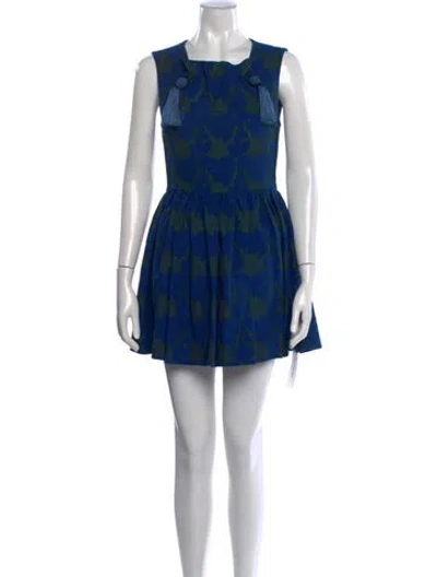 Pre-owned Opening Ceremony Floral Print Mini Dress In Blue