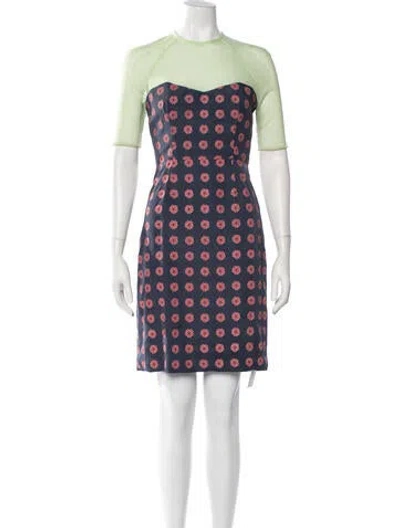 Pre-owned Opening Ceremony Floral Print Mini Dress In Blue