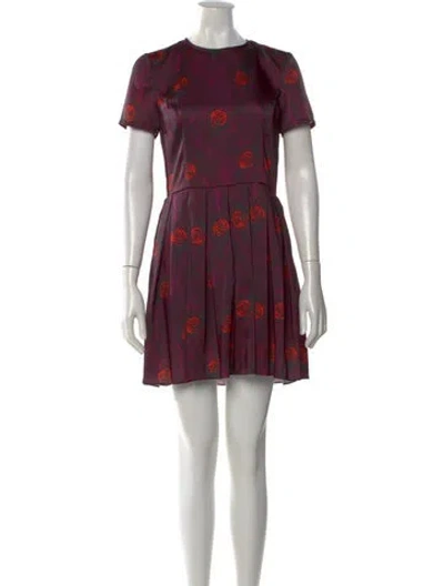 Pre-owned Opening Ceremony Floral Print Mini Dress W/ Tags In Burgundy