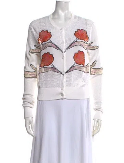 Pre-owned Opening Ceremony Floral Print V-neck Sweater In Neutrals