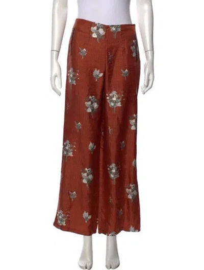 Pre-owned Opening Ceremony Floral Print Wide Leg Pants In Orange