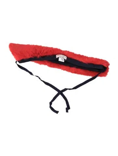 Pre-owned Opening Ceremony Fur Colorblock Pattern Scarf In Blue/red