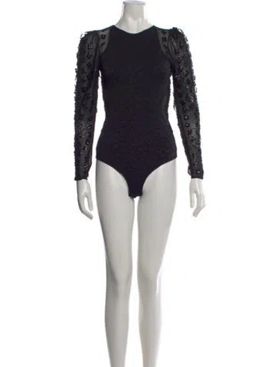 Pre-owned Opening Ceremony Graphic Print Crew Neck Bodysuit In Black