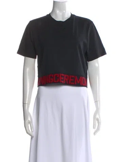 Pre-owned Opening Ceremony Graphic Print Crew Neck Crop Top In Black