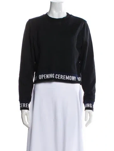 Pre-owned Opening Ceremony Graphic Print Crew Neck Crop Top In Black