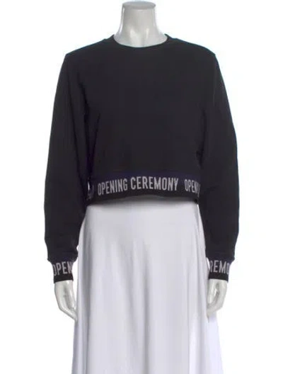 Pre-owned Opening Ceremony Graphic Print Crew Neck Crop Top In Black