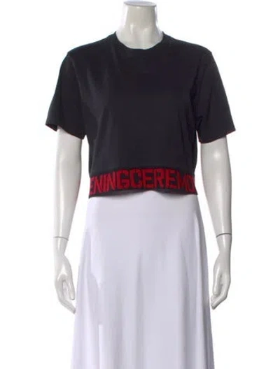 Pre-owned Opening Ceremony Graphic Print Crew Neck Crop Top In Black