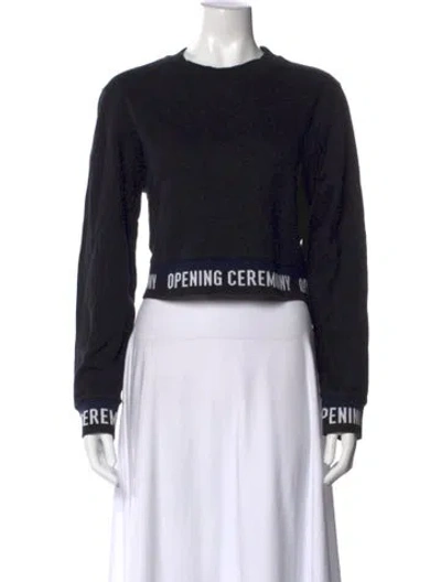Pre-owned Opening Ceremony Graphic Print Crew Neck Crop Top In Black