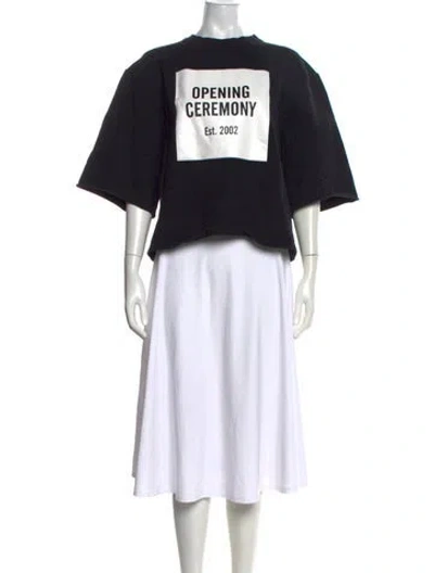 Pre-owned Opening Ceremony Graphic Print Crew Neck Crop Top In Black